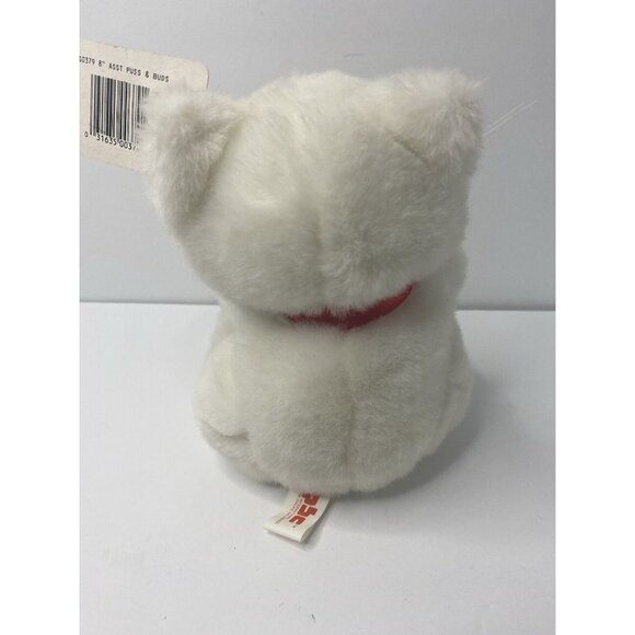 PBC International White Cat 7” Plush Tag Alongs Red Bow Blue Eyes W/ Tag - Picture 5 of 8